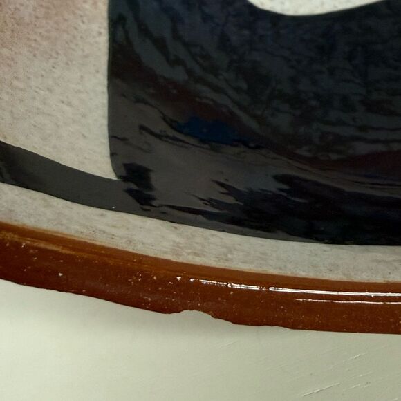 Signed Handpainted Cat & Bird Ceramic Pottery Bowl - Picture 6 of 7